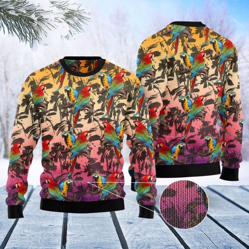 Get Festive with Parrot Palm Forest Xmas Ugly Sweater – Perfect Christmas Outfit & Gift!