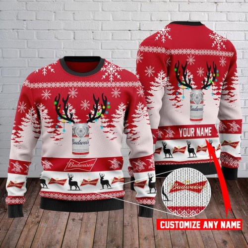 Custom Budweiser Christmas Sweater: Festive & Personalized for the Holidays!