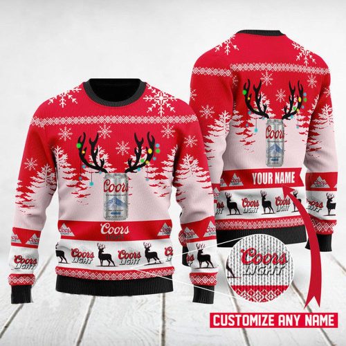 Custom Deer Coors Light Christmas Sweater: Personalized Festive Attire