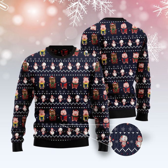 Pigs Cute Ugly Christmas Sweater – Fun Xmas Ugly Sweater for Festive Delight