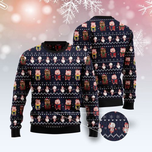 Pigs Cute Ugly Christmas Sweater – Fun Xmas Ugly Sweater for Festive Delight