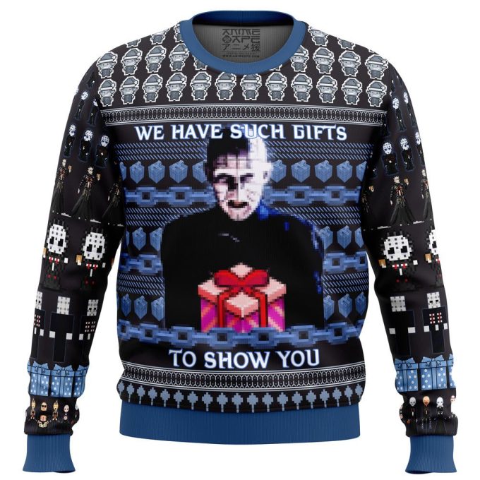 Pinhead Hellraiser Ugly Christmas Sweater Print: Festive and Frightful Apparel