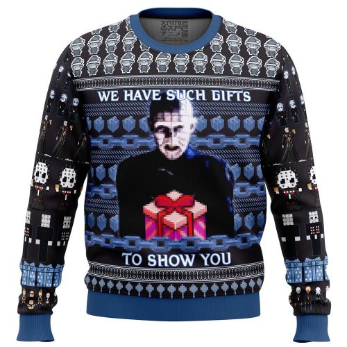 Pinhead Hellraiser Ugly Christmas Sweater Print: Festive and Frightful Apparel