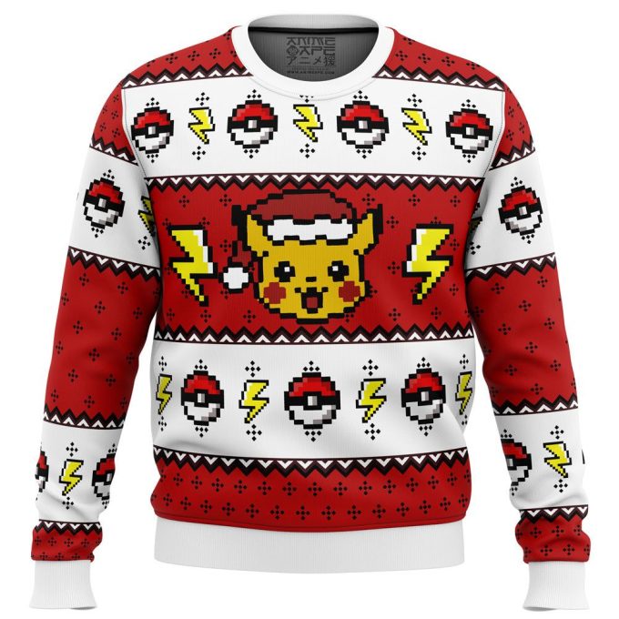 Get Festive with Pokemon Pikachu Ugly Christmas Sweater Print – Perfect Holiday Apparel!