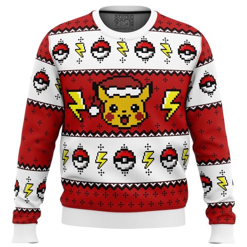 Get Festive with Pokemon Pikachu Ugly Christmas Sweater Print – Perfect Holiday Apparel!