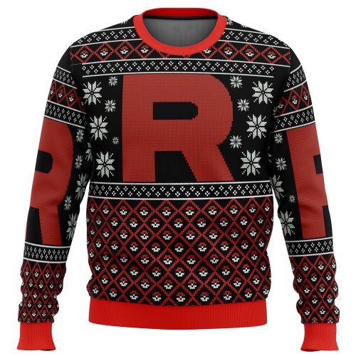 Get Festive with Pokemon Team Rocket Red Black Ugly Christmas Sweater