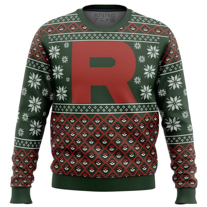 Get Festive with Pokémon Team Rocket Ugly Christmas Sweater – Limited Edition Print