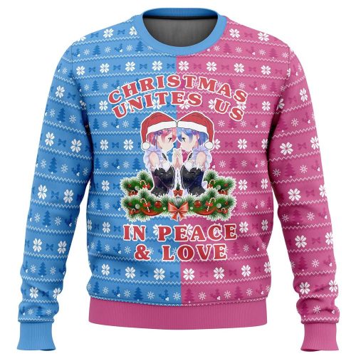 Get Festive with Re Zero Ram and Rem Ugly Christmas Sweater - Perfect Holiday Gift!