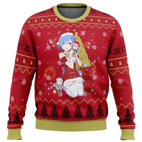 Get Festive with Re Zero Rem Christmas Ugly Sweater - Perfect Holiday Attire!