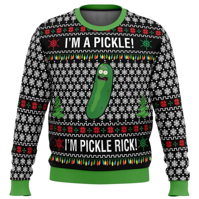 Get Festive with Rick and Morty Pickle Rick Ugly Christmas Sweater – Limited Edition