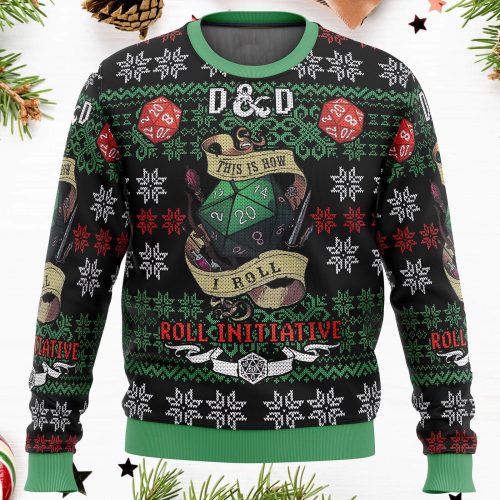 Roll Initiative Dungeons & Dragons Ugly Christmas Sweater