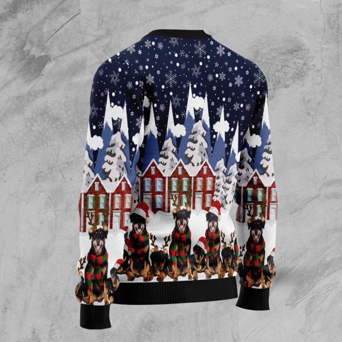 Rottweiler Family Xmas Ugly Sweater – Festive Christmas Outfit Gift – Ugly Sweater