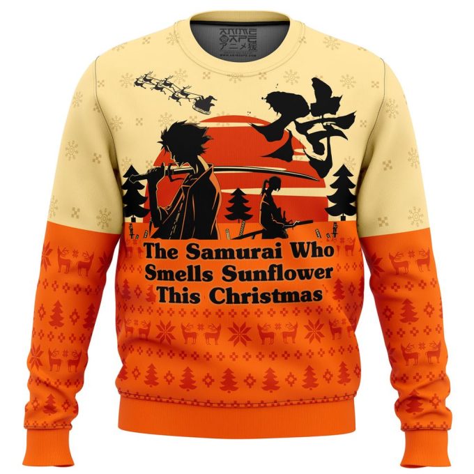Samurai Champloo Christmas Ugly Sweater: The Samurai Who Smells Sunflower – Festive & Unique