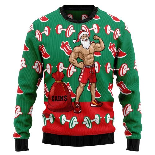 Get Festive with Santa Gym Xmas Ugly Sweater – Perfect Christmas Outfit Gift!