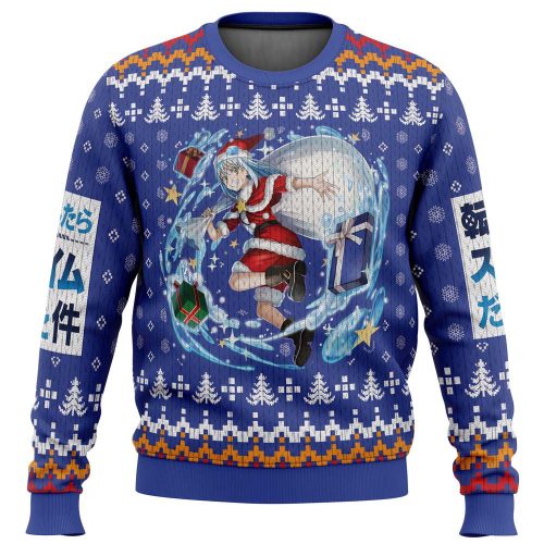 Santa Rimuru Slime Christmas Sweater: Festive Reincarnation Delight