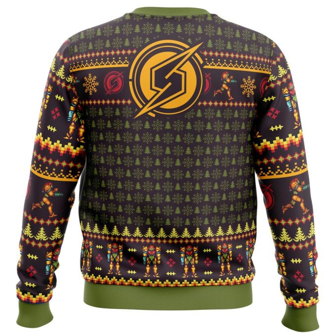 Get Festive with Santa Samus Aran Ugly Christmas Sweater – Metroid Inspired Holiday Attire