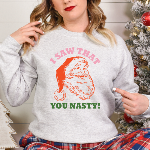 Santa Saw That – Festive Christmas Sweater: Spread Holiday Cheer with Our Fun and Stylish Apparel!