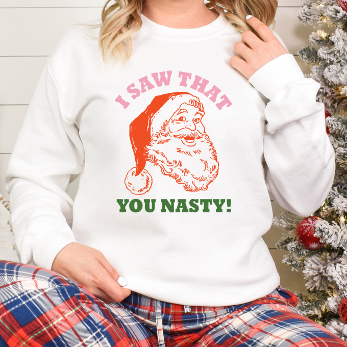 Santa Saw That – Festive Christmas Sweater: Spread Holiday Cheer with Our Fun and Stylish Apparel!