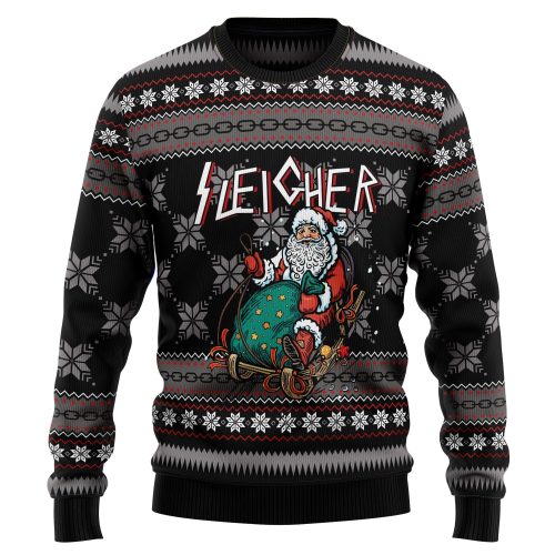 Santa Sleigher Ugly Christmas Sweater - Festive Graphic Sweater for the Holidays