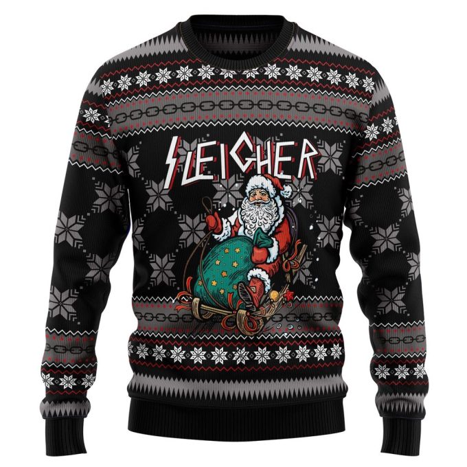 Get Festive with Santa Sleigher Ugly Christmas Sweater – Fun Graphic Holiday Sweater!
