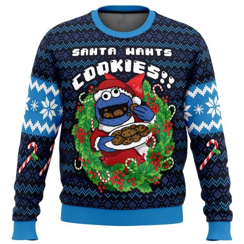 Get Festive with Santa s Cookies Cookie Monster Ugly Christmas Sweater