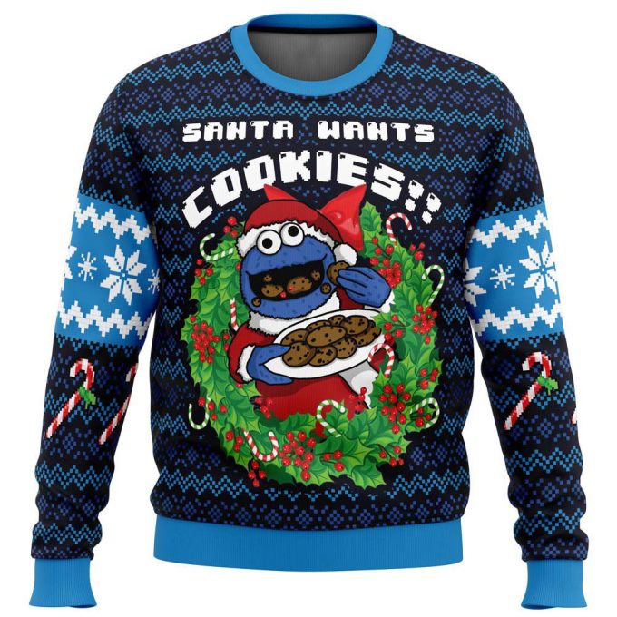 Get Festive with Santa s Cookies Cookie Monster Ugly Christmas Sweater