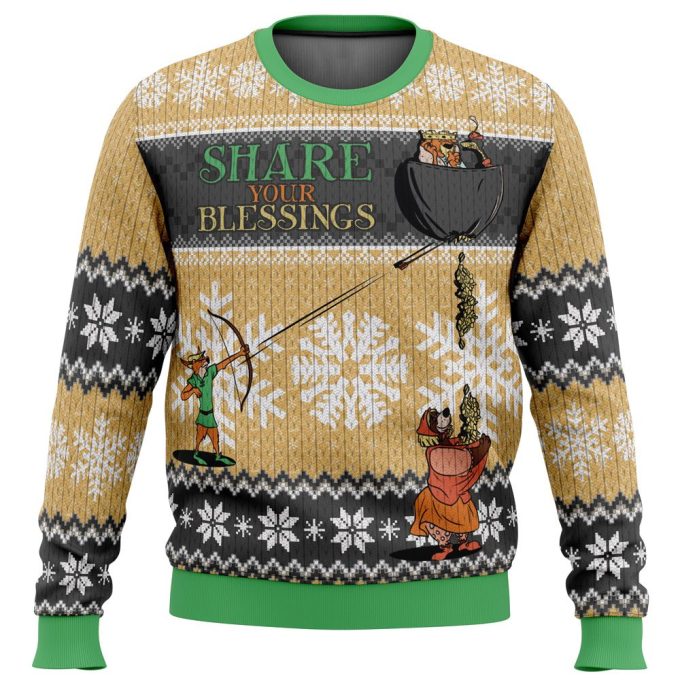 Spread Holiday Cheer with Robin Hood Disney Ugly Christmas Sweater – Share Your Blessings!