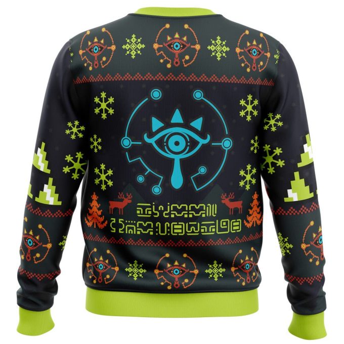 Sheikah Legend of Zelda Ugly Christmas Sweater: Festive Gaming Apparel for Zelda Fans!