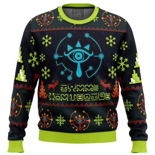 Sheikah Legend of Zelda Ugly Christmas Sweater: Festive Gaming Apparel for Zelda Fans!