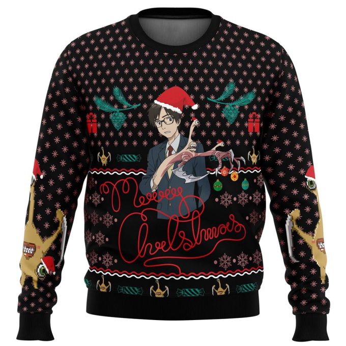 Get Festive with Shinichi Izumi Parasyte Ugly Christmas Sweater – Limited Edition!
