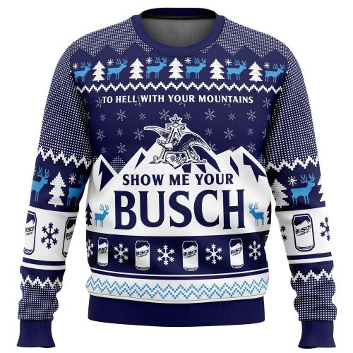 Get Festive with Show Me Your Busch Ugly Christmas Sweater – Perfect Holiday Attire!