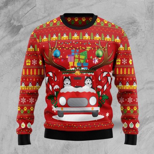 Get Festive with our Siberian Husky Ugly Christmas Sweater – Unique Christmas Graphic Sweater!