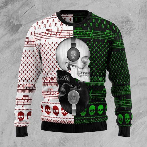 Skull Yinyang Xmas Ugly Sweater – Unique Christmas Outfits Gift – Trendy Ugly Christmas Sweater