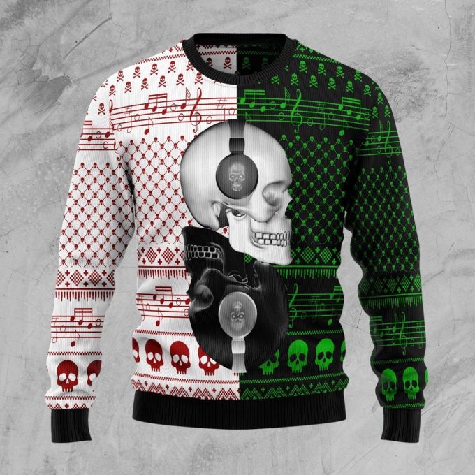 Skull Yinyang Xmas Ugly Sweater – Unique Christmas Outfits Gift – Trendy Ugly Christmas Sweater