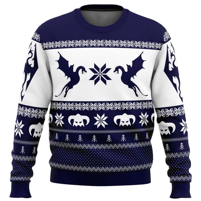 Get Festive with Skyrim Dragon Ugly Christmas Sweater – Limited Edition!