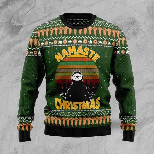 Sloth Namaste Christmas Sweater – Ugly Sweater for Tis The Season