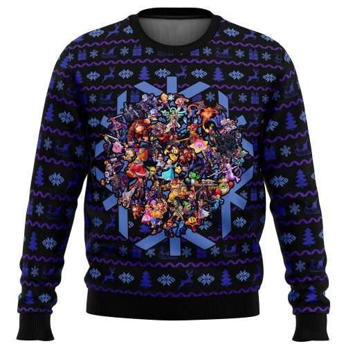 Smash Bros Christmas Brawl Ugly Christmas Sweater – Festive Gaming Apparel