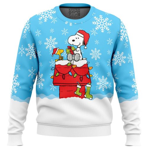 Get Festive with Snowy Christmas Snoopy Ugly Sweater – Perfect Holiday Attire!
