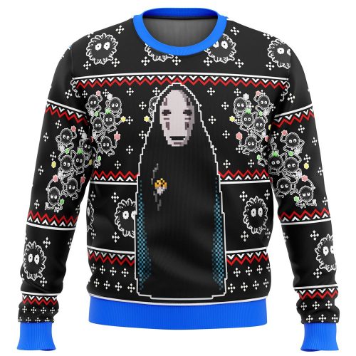 Spirited Away No Face Ugly Christmas Sweater: Unique Festive Design for Anime Fans