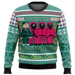 Squid Game Invitation Ugly Christmas Sweater: Festive & Trendy Attire for Holiday Parties!