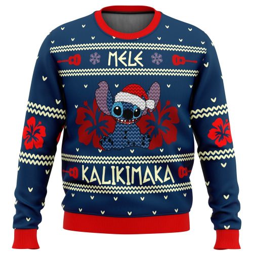 Get Festive with our Stitch Mele Kalikimaka Ugly Christmas Sweater – Perfect for Holiday Parties!
