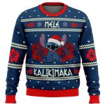 Get Festive with our Stitch Mele Kalikimaka Ugly Christmas Sweater – Perfect for Holiday Parties!