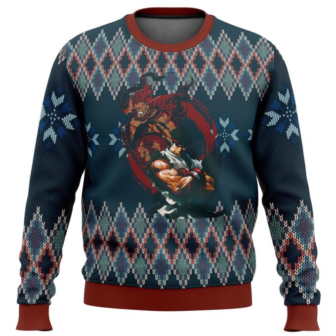 Get Festive with Street Fighter Ryu and Akuma Ugly Christmas Sweater – Perfect Holiday Gift!