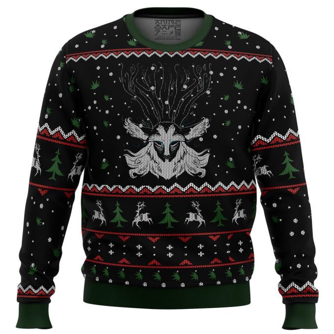 Forest Spirit Princess Mononoke Ugly Christmas Sweater – Studio Ghibli Miyazaki-Inspired Festive Attire