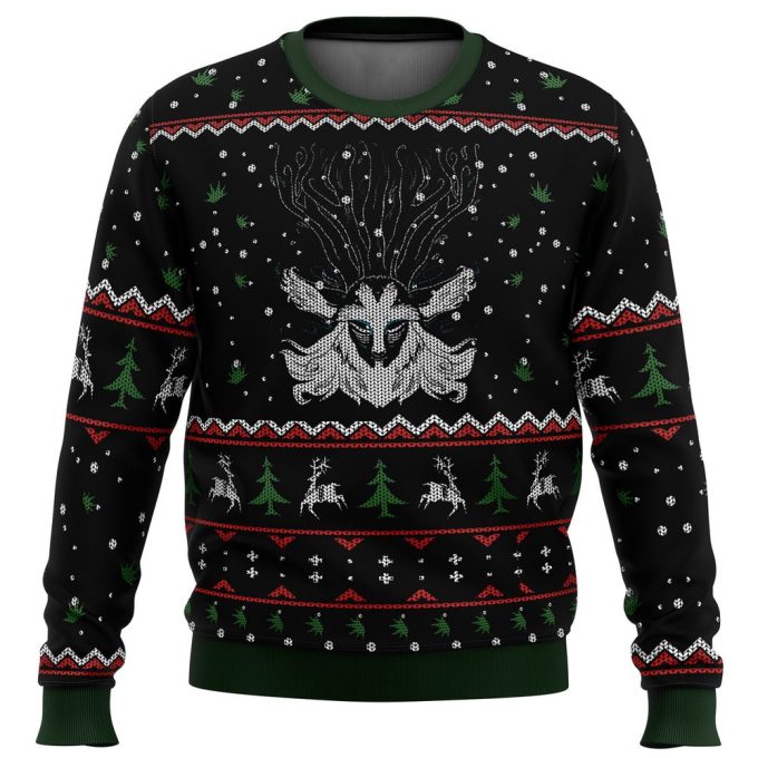 Forest Spirit Princess Mononoke Ugly Christmas Sweater – Studio Ghibli Miyazaki-Inspired Festive Attire