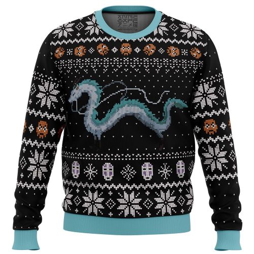 Studio Ghibli Haku Spirited Away Ugly Christmas Sweater – Miyazaki-Inspired Festive Attire
