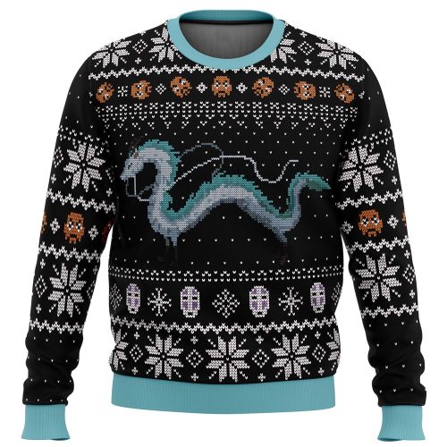 Studio Ghibli Haku Spirited Away Miyazaki Ugly Christmas Sweater: Festive Anime-Inspired Holiday Wear