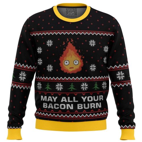 Get Festive with Studio Ghibli Ugly Christmas Sweater – Calcifer May All Your Bacon Burn!