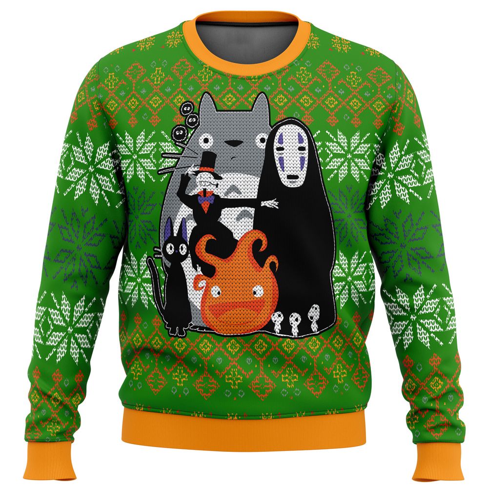 Get Festive with Studio Ghibli Miyazaki Squad Ugly Christmas Sweater Get Festive with Studio Ghibli Miyazaki Squad Ugly Christmas Sweater