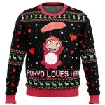 Studio Ghibli Ponyo Loves Ham Ugly Christmas Sweater – Miyazaki Inspired Festive Apparel